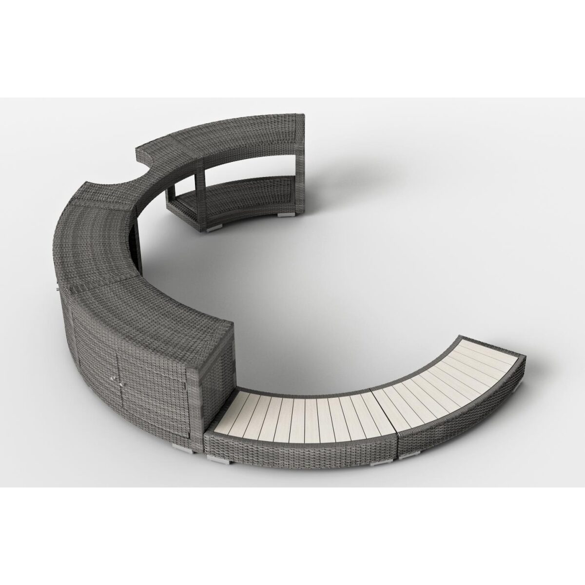 5/8-Umrandung aus Polyrattan f&uuml;r Softub Resort /...