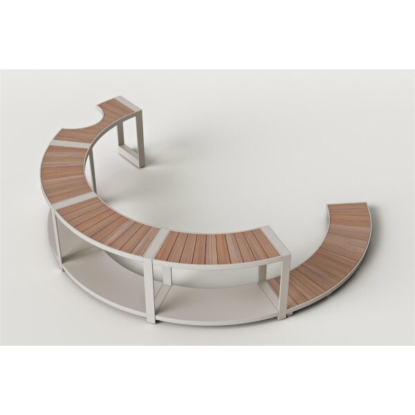 5/8-Umrandung aus Edelstahl & Stauseeholz für Softub Resort / Poseidon Beige
