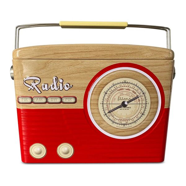 Blechdose rotes Retro Radio, Keksdose ca. 21 cm x 17 cm, Aufbewahrung, Blechdose, mit PH24 Backrezept