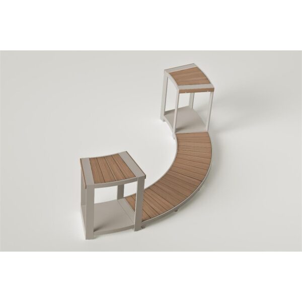 Einstieg mit Ablage aus Edelstahl & Stauseeholz für Softub Legend Beige