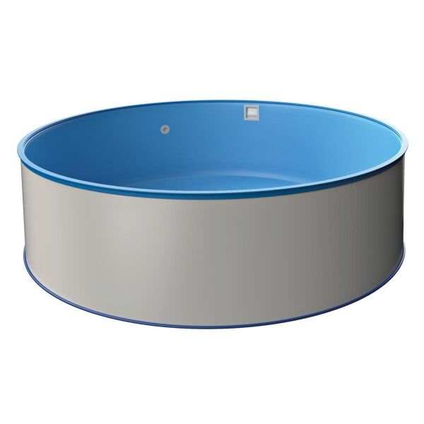 MTH runder Stahlwandpool, inkl. Bodenschienen & Handlauf in blau, blaue Innenhülle 0,6 mm, verschiedene Größen Ø 5,00 x 1,50 m