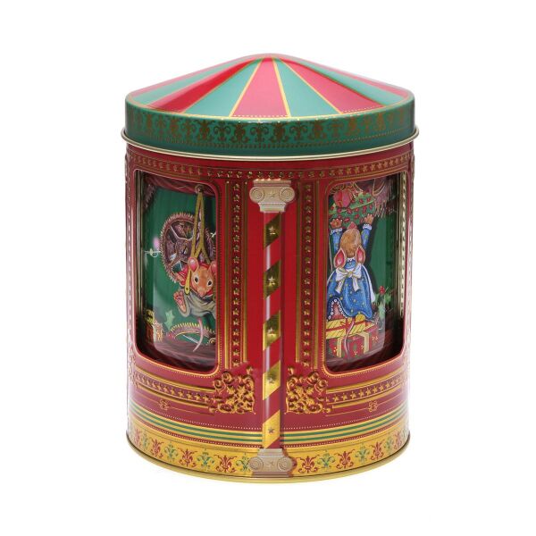 Klassische Blechdose "Weihnachts-Zauber" mit Spieluhr, Geschenkdose, nicht nur zu Weihnachten, lebensmittelecht, Ø 12 cm x 16,5 cm