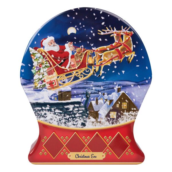 Weihnachtliche Blechdose mit Santa & Schlitten, Geschenk- & Aufbewahrungsdose, Keksdose