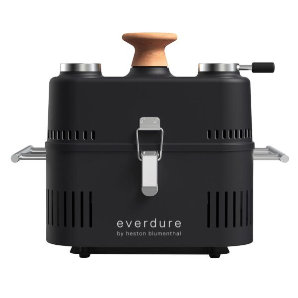 Everdure CUBE 360 portabler Holzkohlegrill für unterwegs mit Garhaube, Farbe: Black