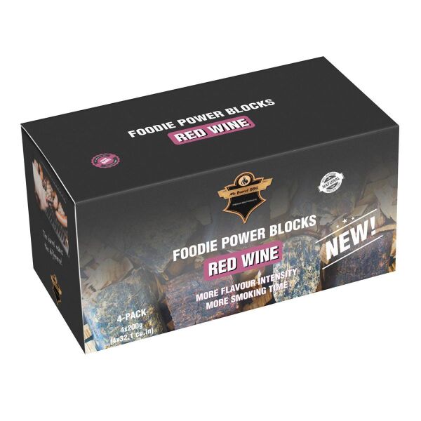 Foodie Power Räucherblocks Red Wine, Gourmet-Qualität, 100% natürlich, 4x 200g