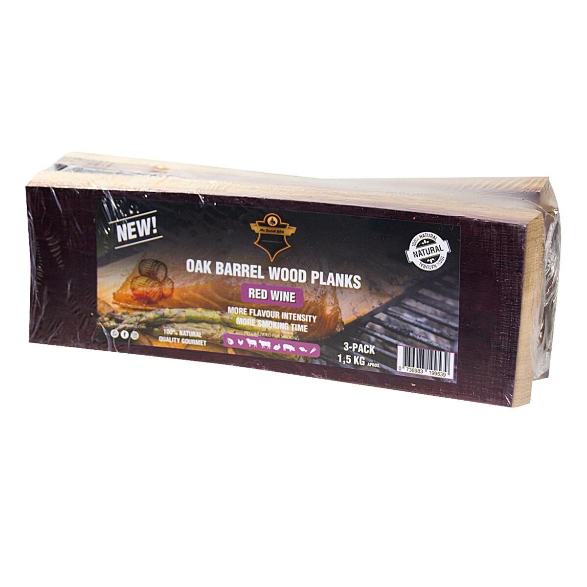 Oak Barrel Wood Plank Red Wine, Grill-Räucherholz, 3 St