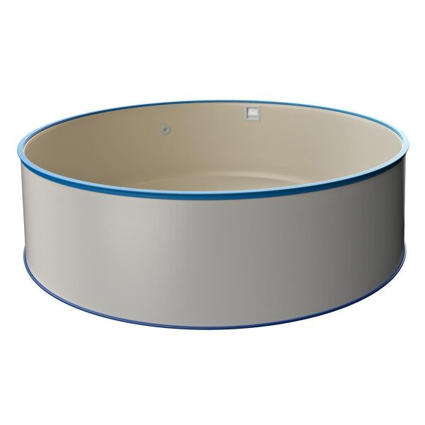 MTH runder Stahlwandpool, inkl. Bodenschienen & Handlauf in blau, Innenhülle Sandfarben, verschiedene Größen
