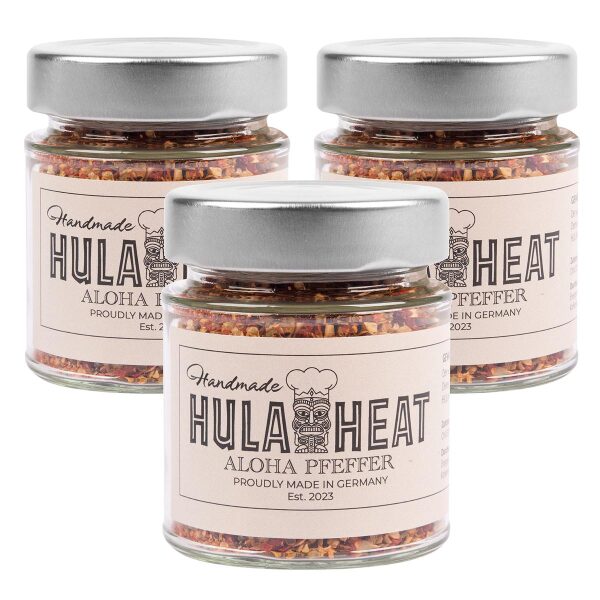 HULAHEAT 3x Aloha Pfeffer 3x 60g, Pfeffer-Mix, vegan