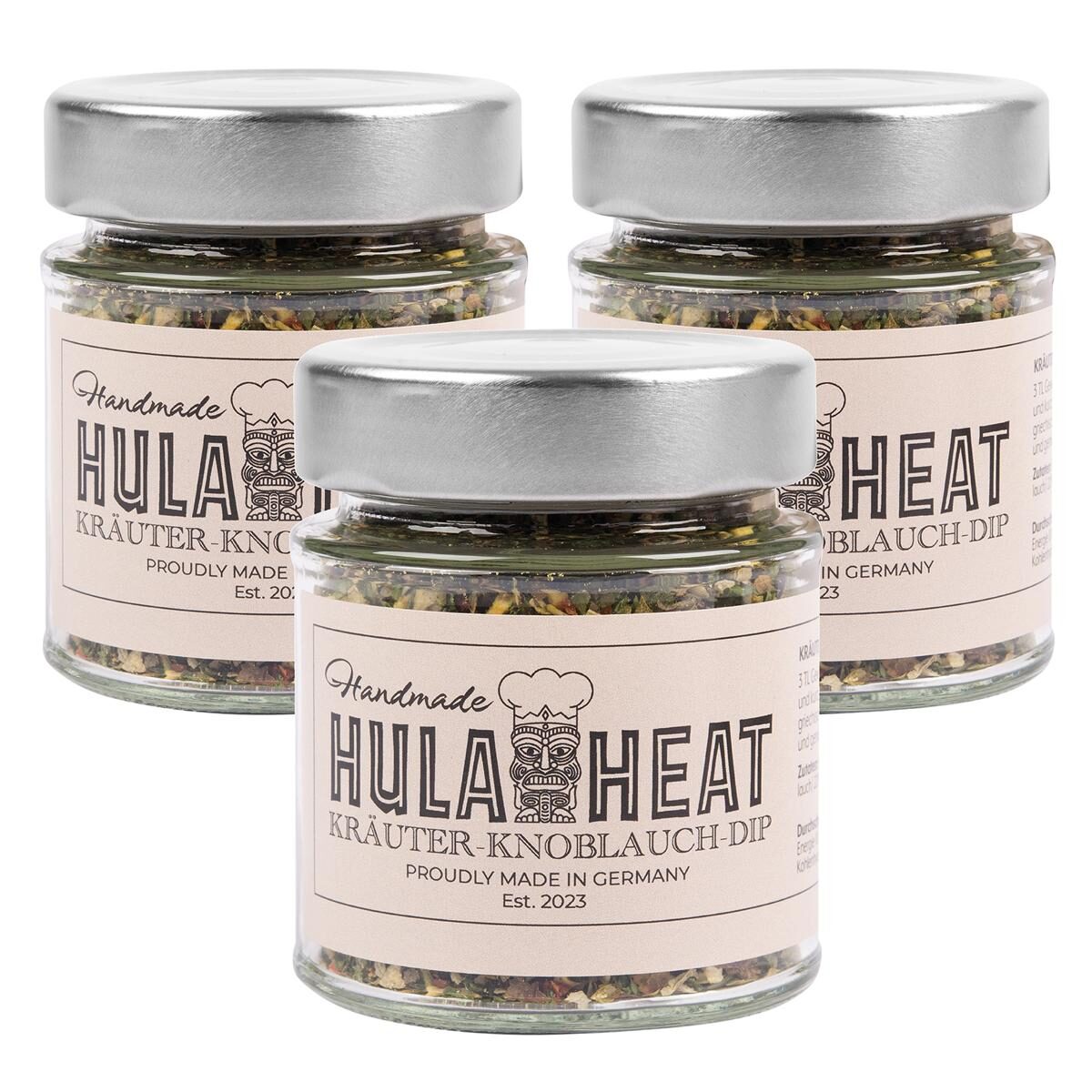 HULAHEAT 3x Kräuter-Knoblauch Dip 3x 40g, Gewürzmi