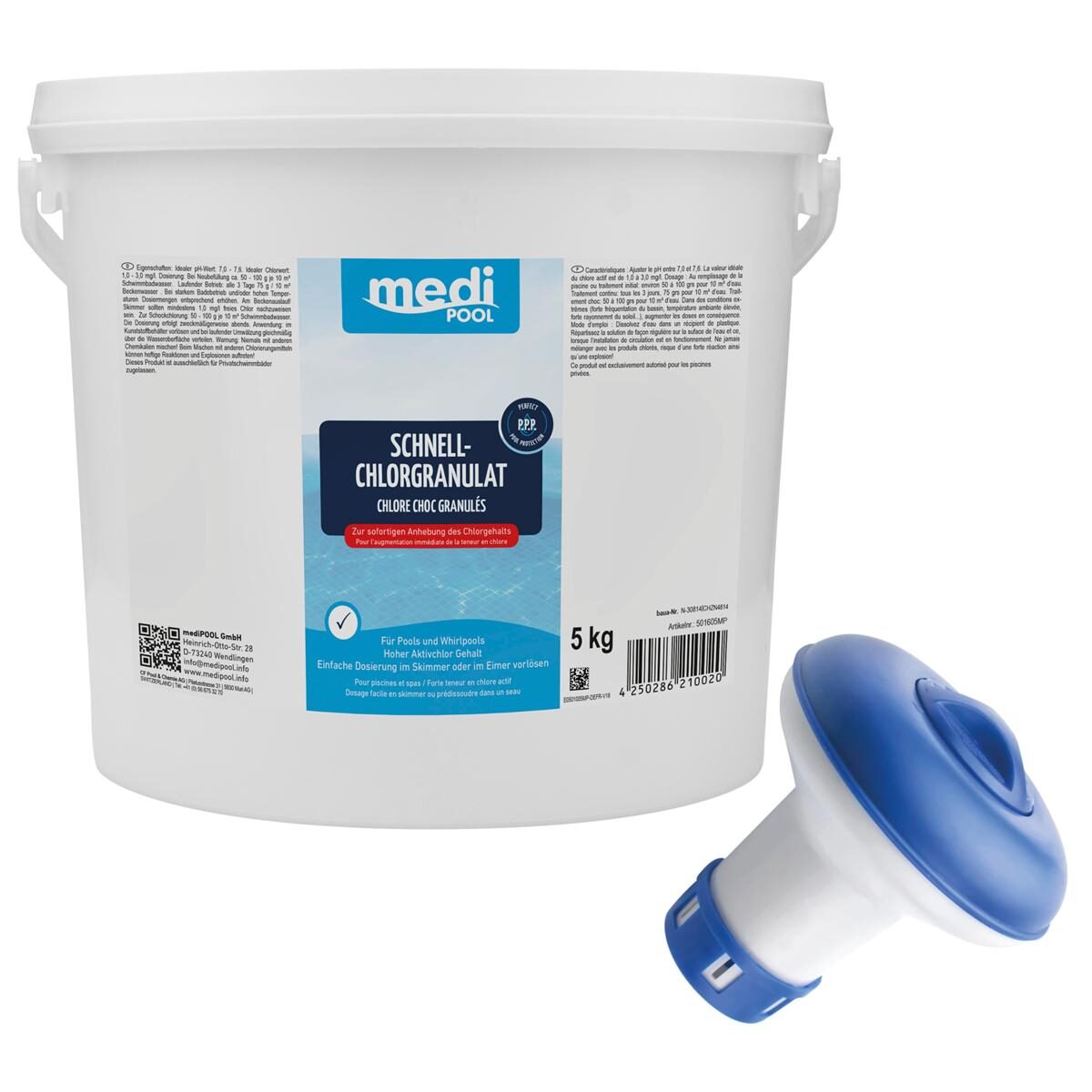 Wasserpflegeset mediPOOL Schnell-ChlorTabs 5 kg und Mini-Dos