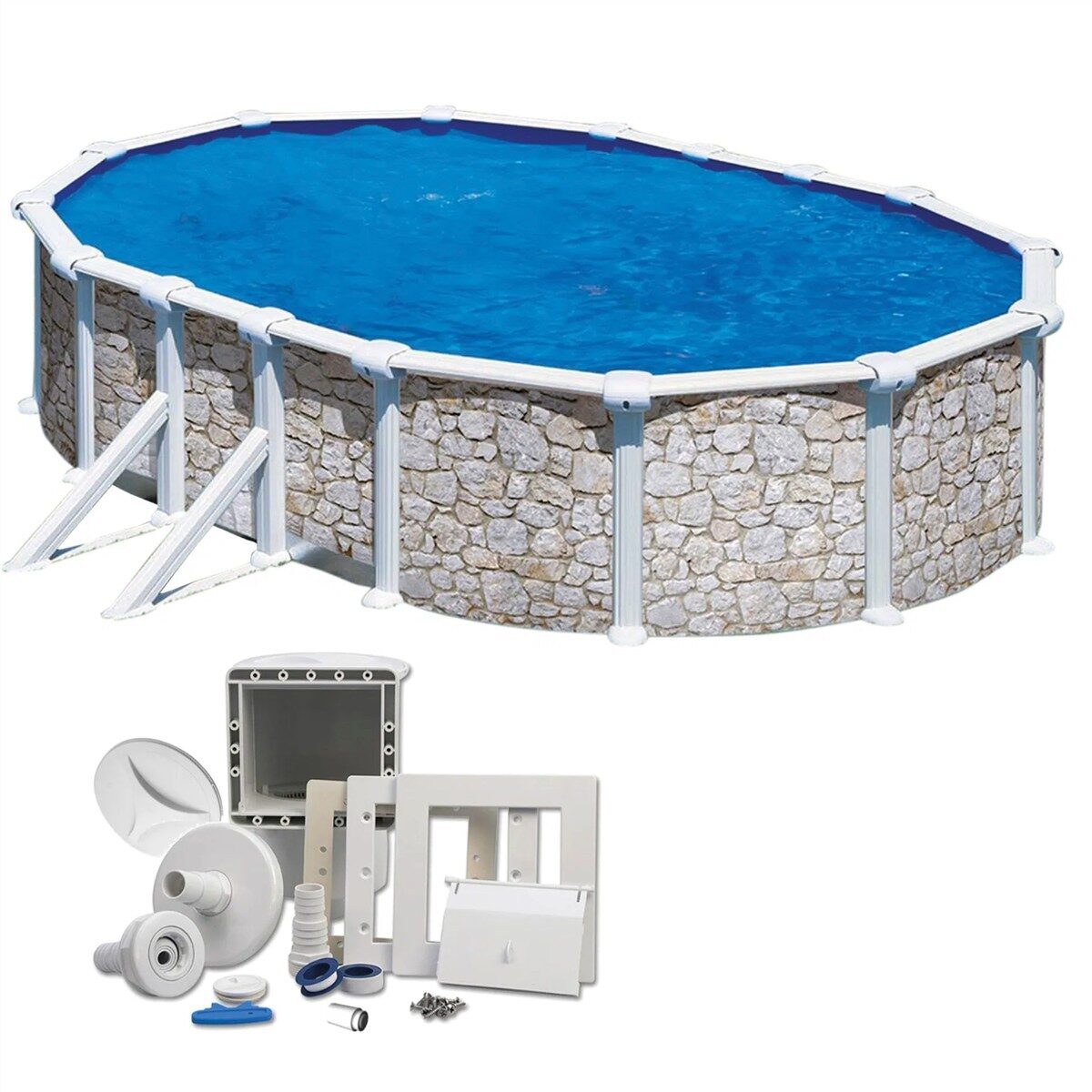 Summer Fun Premium Ovalpool-Set Steinoptik 6,10 x 3,75 x 1,2