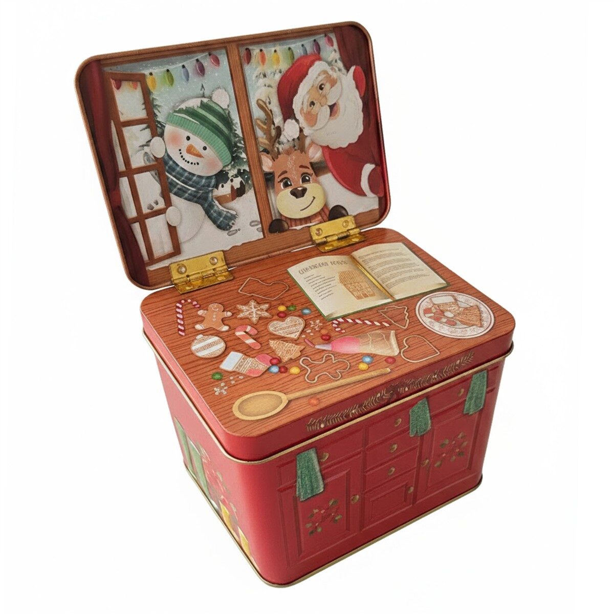 Weihnachtsdose mit Santa, Schneemann & Rentier Blechdose