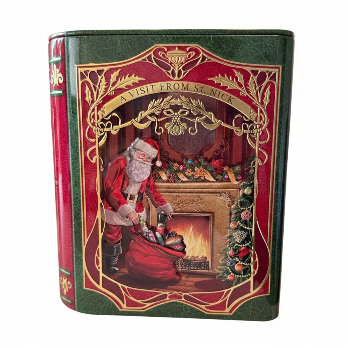 Nikolaus zu Gast Blechdose in Buchform dekorative Geschenkdo