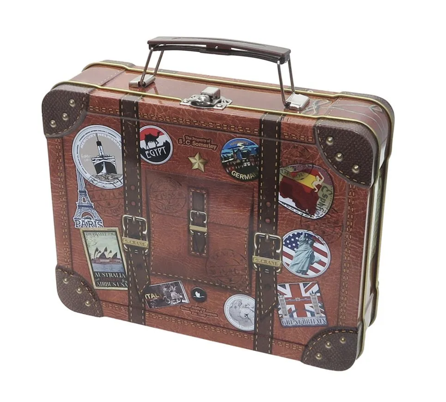 Eine Blechdose von POWERHAUS24 Bestseller Reisekoffer Globetrotter