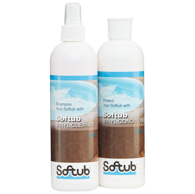 Bei der Softub Reinigung empfiehlt sich das Softub Cleaner und Conditioner Set für die besonders schonende Pflege der Whirlpool-Aussenhaut.